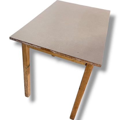 Mid Century Dining Table - Vintage Taupe Formica Top | Solid Wooden Legs