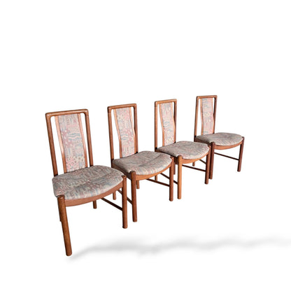 Set of Four Skovby Danish Dining Chairs | Solid Teak Frames with Original Paisley