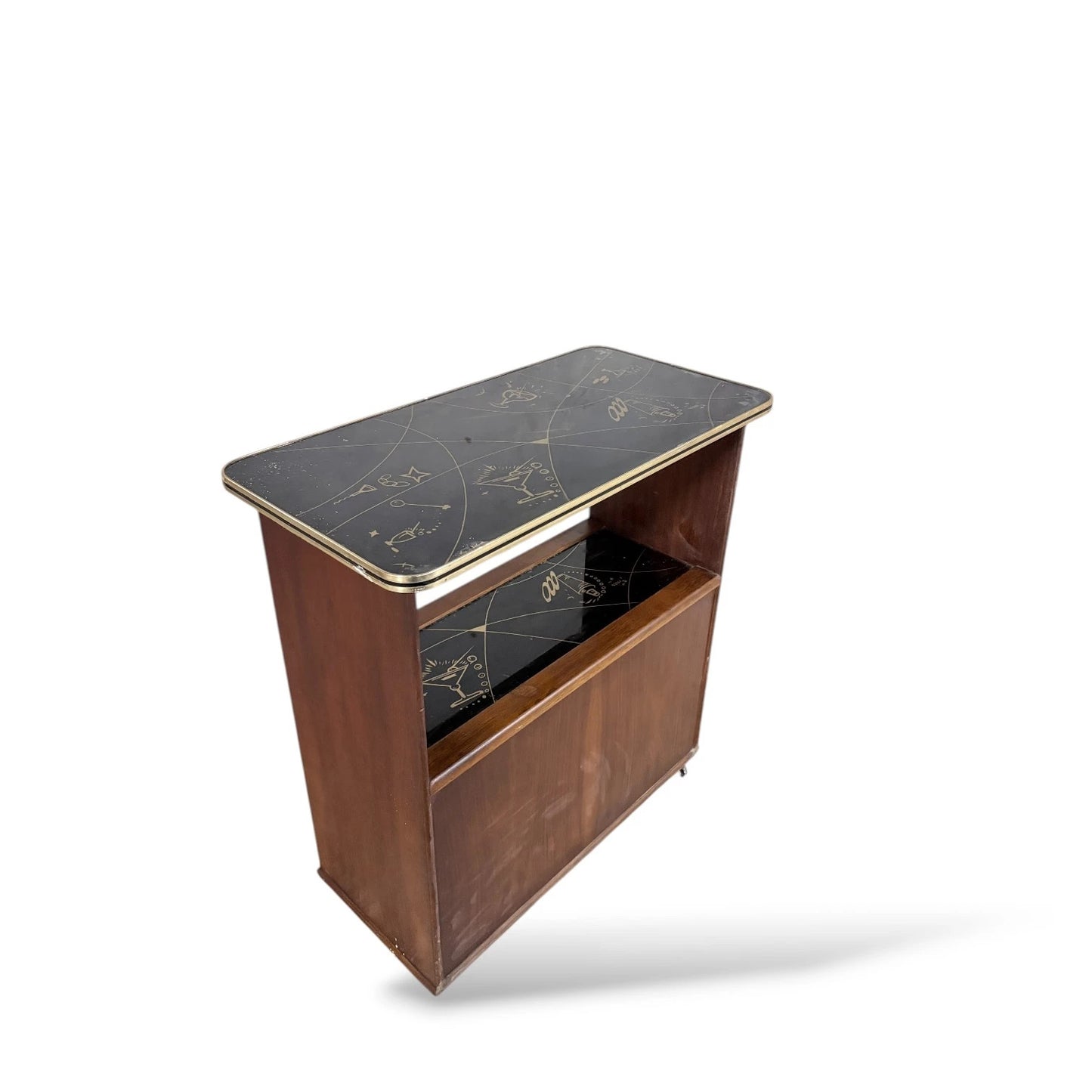 Italian Mid-Century Drinks Bar Trolley | Formica & Teak Cocktail Cabinet