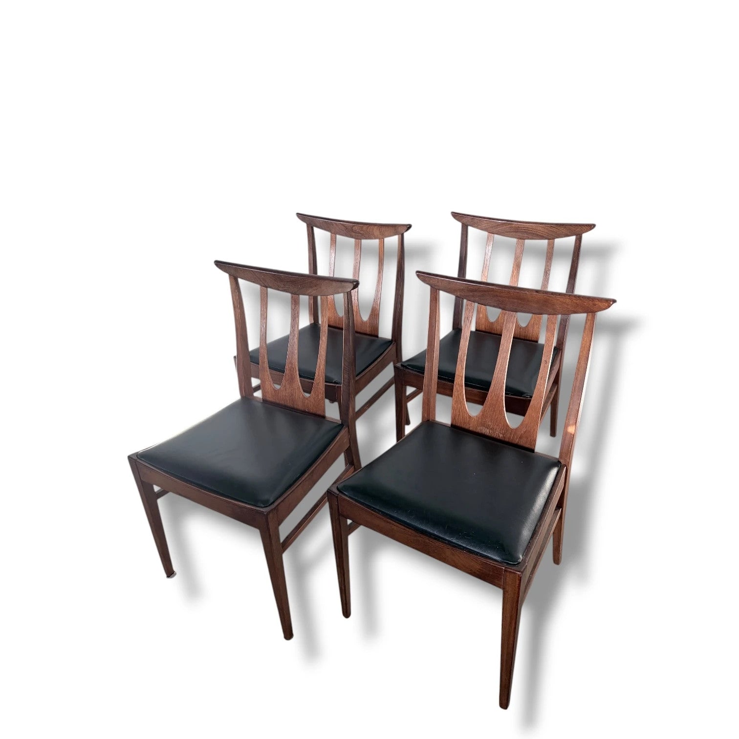 G Plan Brasilia Chairs - Set of 4 Vintage Teak Dining Chairs with Black Vinyl Upholstery — view 7