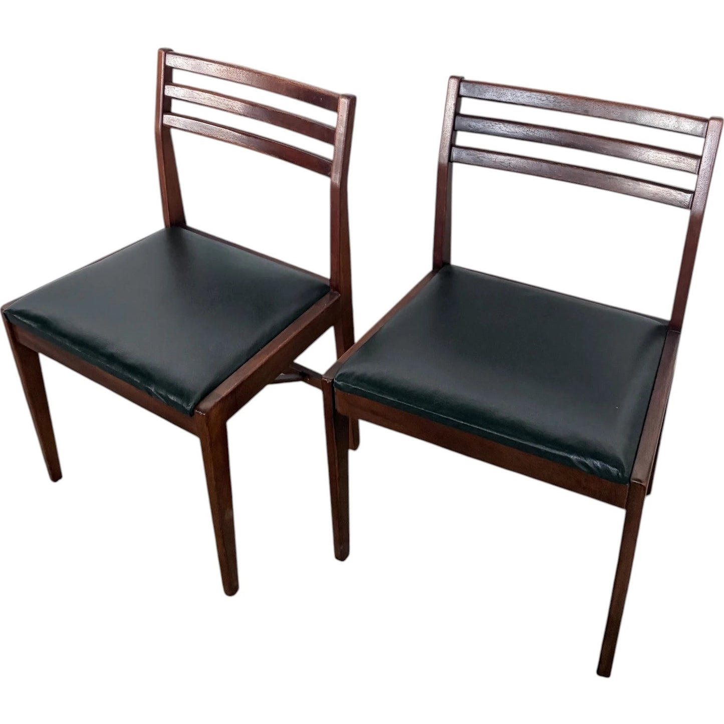 Danish Rosewood Dining Chairs – Pair of Scandinavian Modern Slatted Back Seating