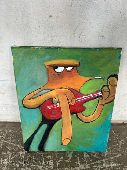 Surreal Pop Art Musician Painting | Vintage Outsider Art Canvas