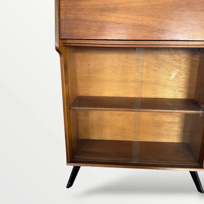 Mid-Century Teak Drinks Cabinet Bureau – Compact Writing Desk & Display Unit