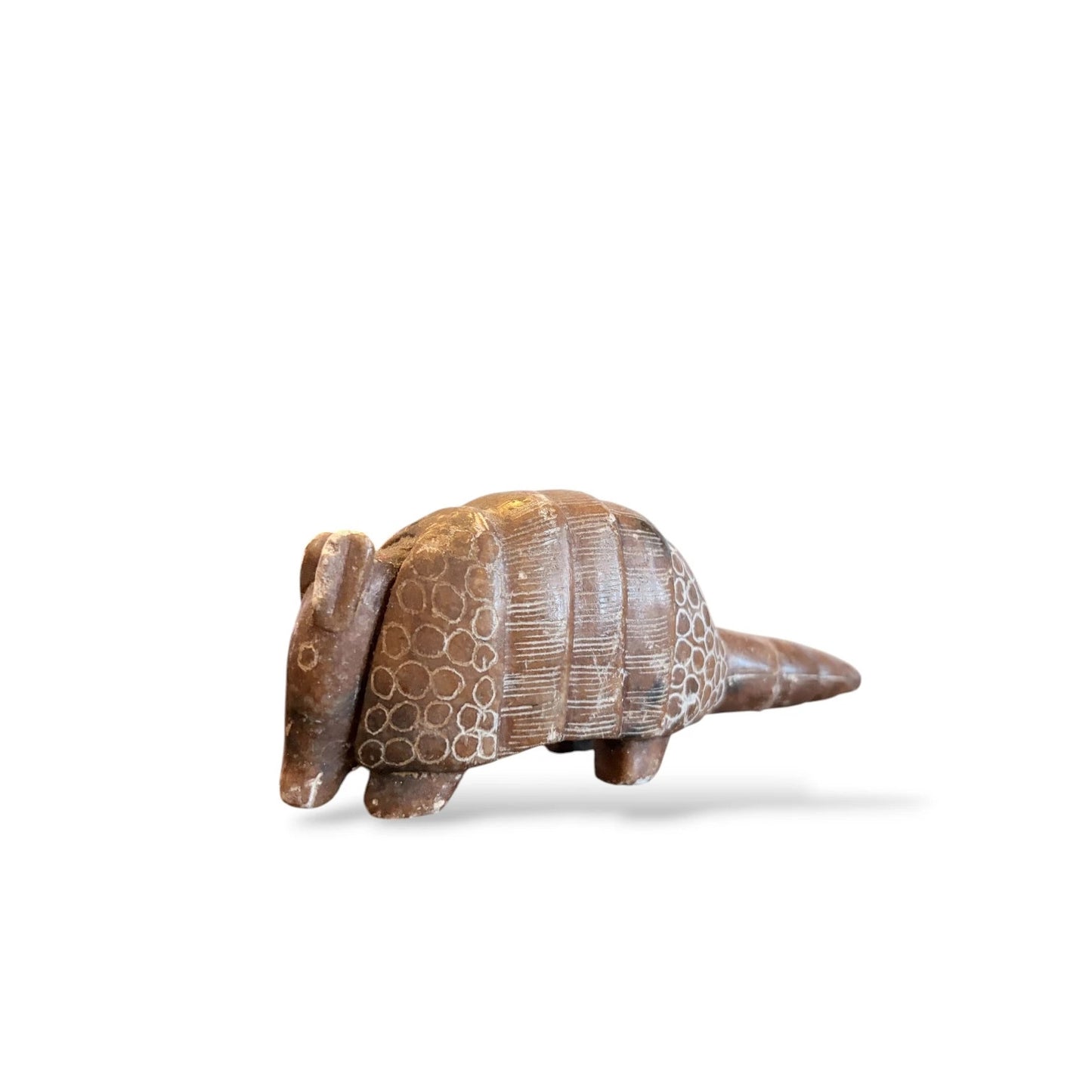 Small Hand-Carved Soapstone Armadillo Vintage Sculpture