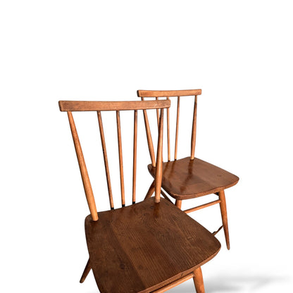 Set of 3 Vintage Ercol Stickback Chairs – Mid-Century Modern Elm & Beech