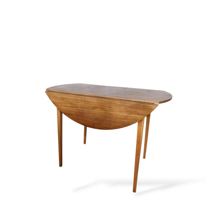 Mid-Century Teak & Beech Drop-Leaf Dining Table – Compact Vintage Table