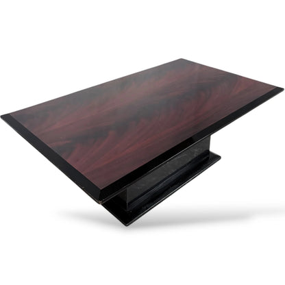Art Deco Coffee Table – Rosewood Effect With Black Lacquer Pedestal Base