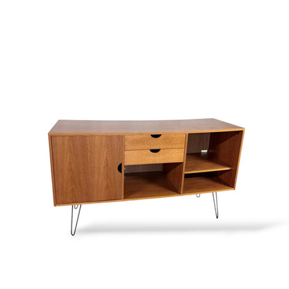 Swedish Mid-Century Teak Sideboard | 1960s Modern Credenza on Hairpin Legs
