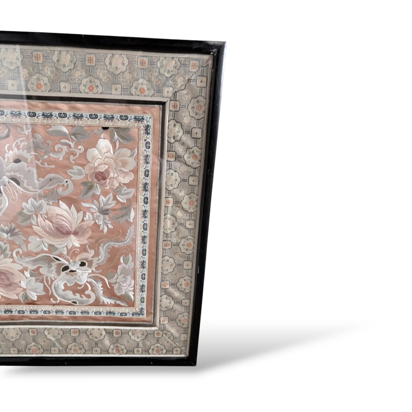 Vintage Chinese Silk Embroidery Panel – Framed Suzhou Embroidered Textile Art