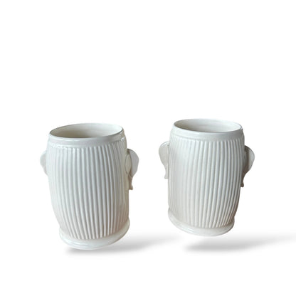 Pair of Vintage SylvaC Tea Caddies – Ribbed Pottery Jars