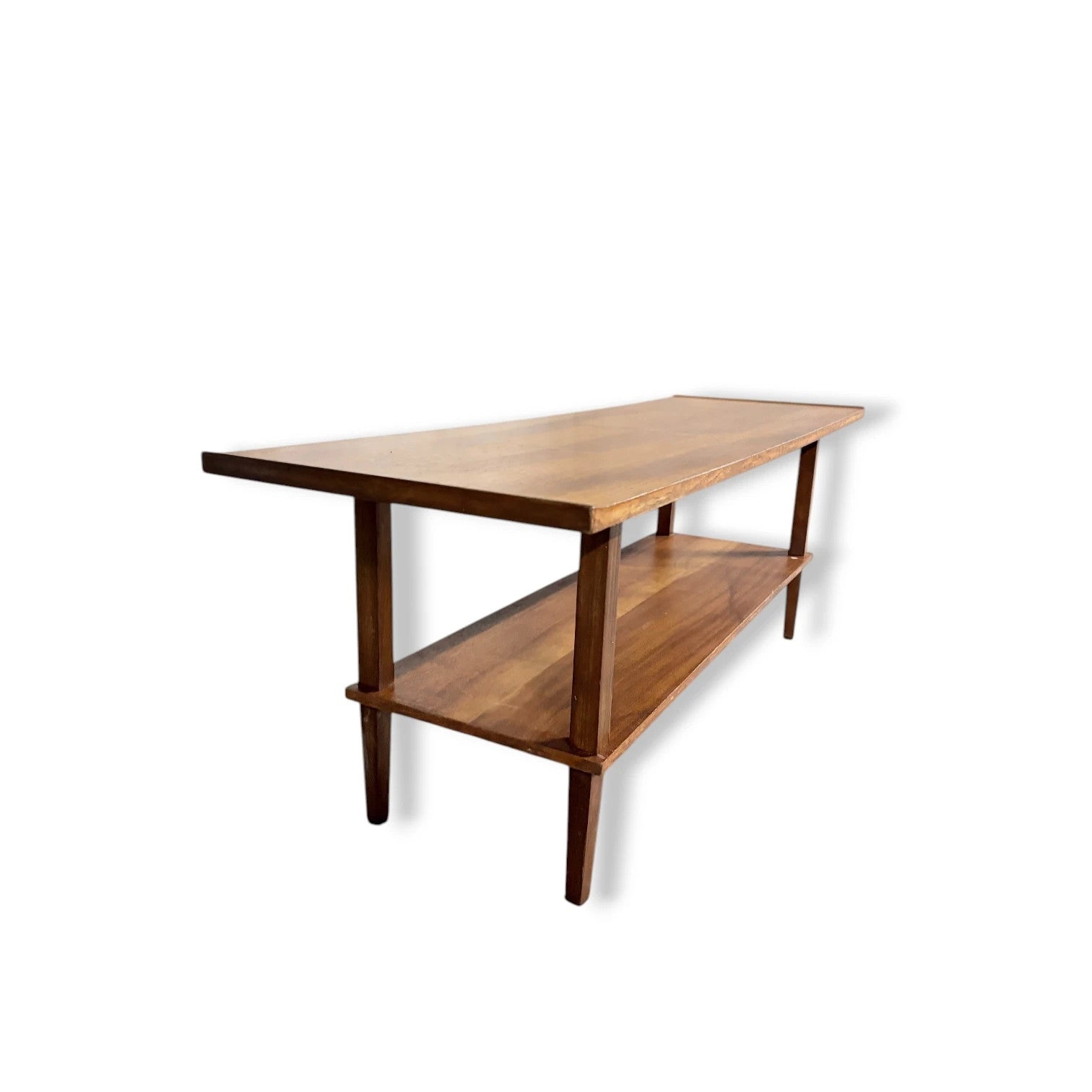 Mid Century Coffee Table - Teak Toned Hardwood Retro Living Room Centrepiece — view 7