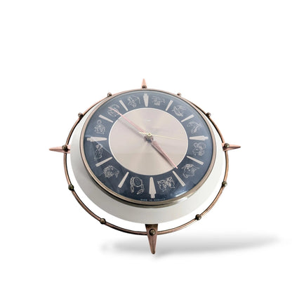 Mid-Century Metamec Zodiac Wall Clock – Copper Starburst Atomic Design