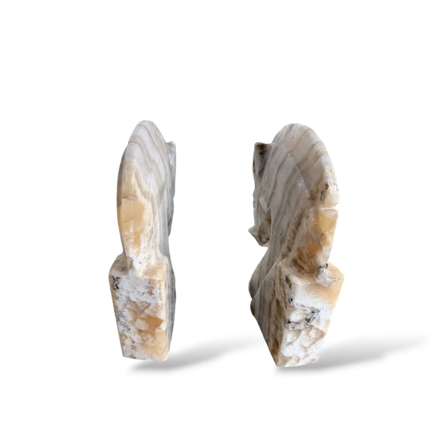 Vintage Onyx Horse Head Bookends – Natural Stone Carvings