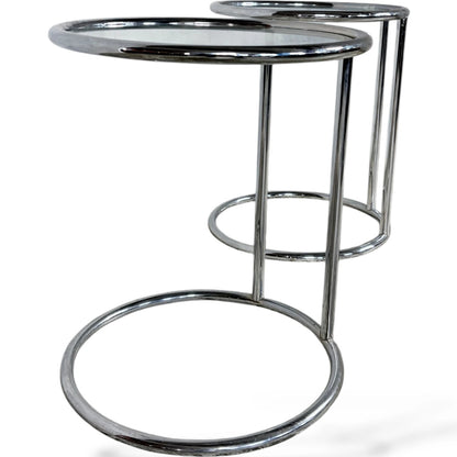 Italian Chrome Bedside Tables – Mid-Century Modern Glass Top Side Tables — view 7