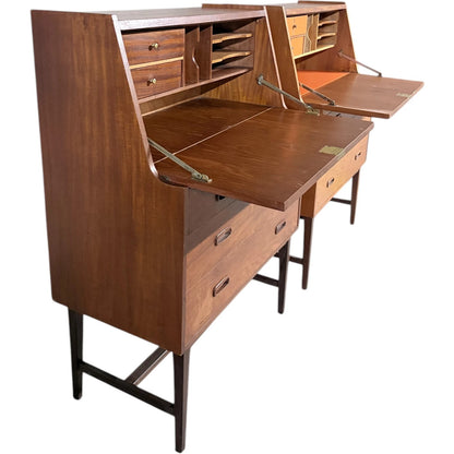 Mid Century Teak Bureau | Danish Vintage Secretary Desk With Drop-Down Writing Surface