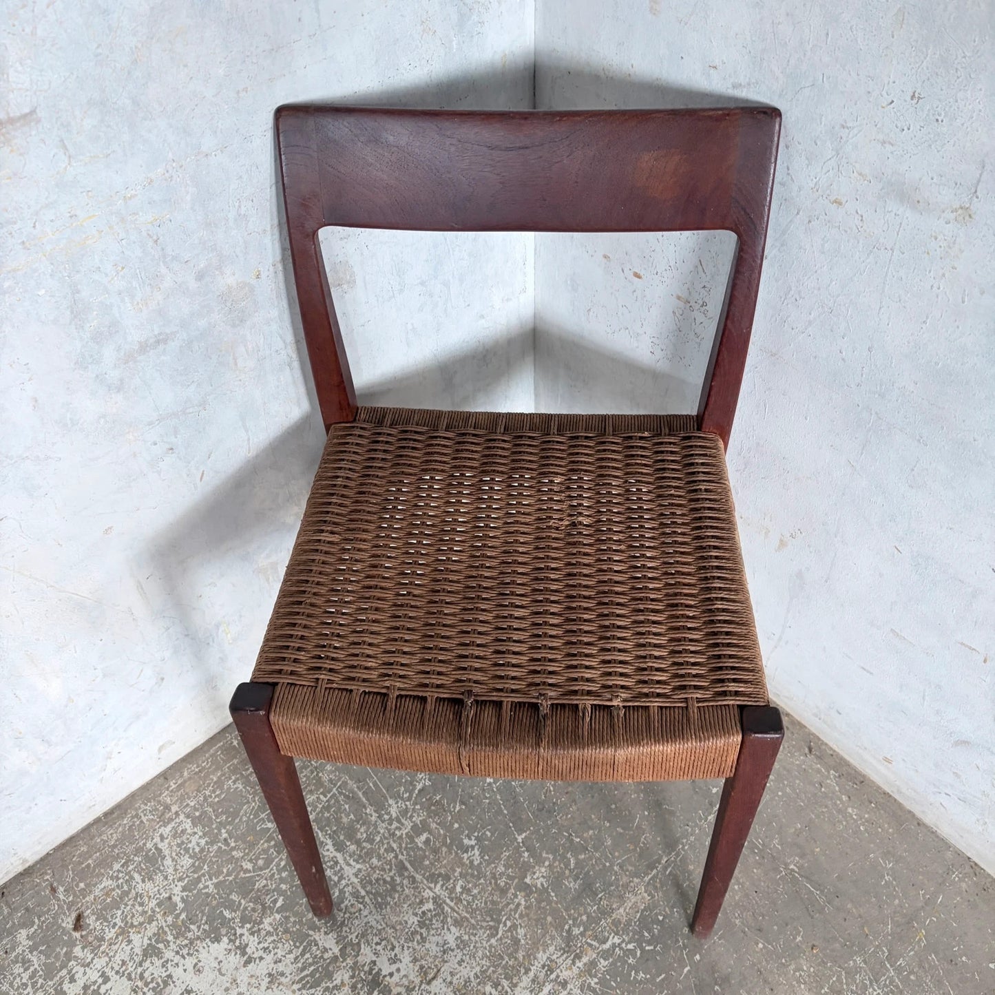 Poul Cadovius “Pia” Danish Teak Dining Chair with Rush Seat