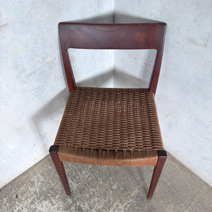 Poul Cadovius “Pia” Danish Teak Dining Chair with Rush Seat