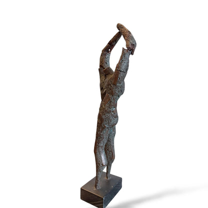 Abstract Oxidised Copper Sculpture – Mid-Century Modern Brutalist Figure