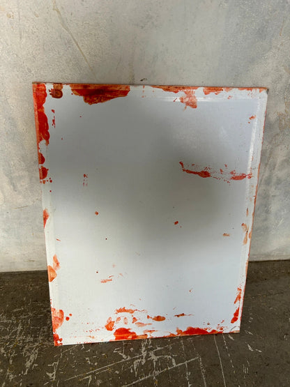 Vintage Abstract Painting – Outsider Art Portrait with Peace Sign – Mid Century Modern