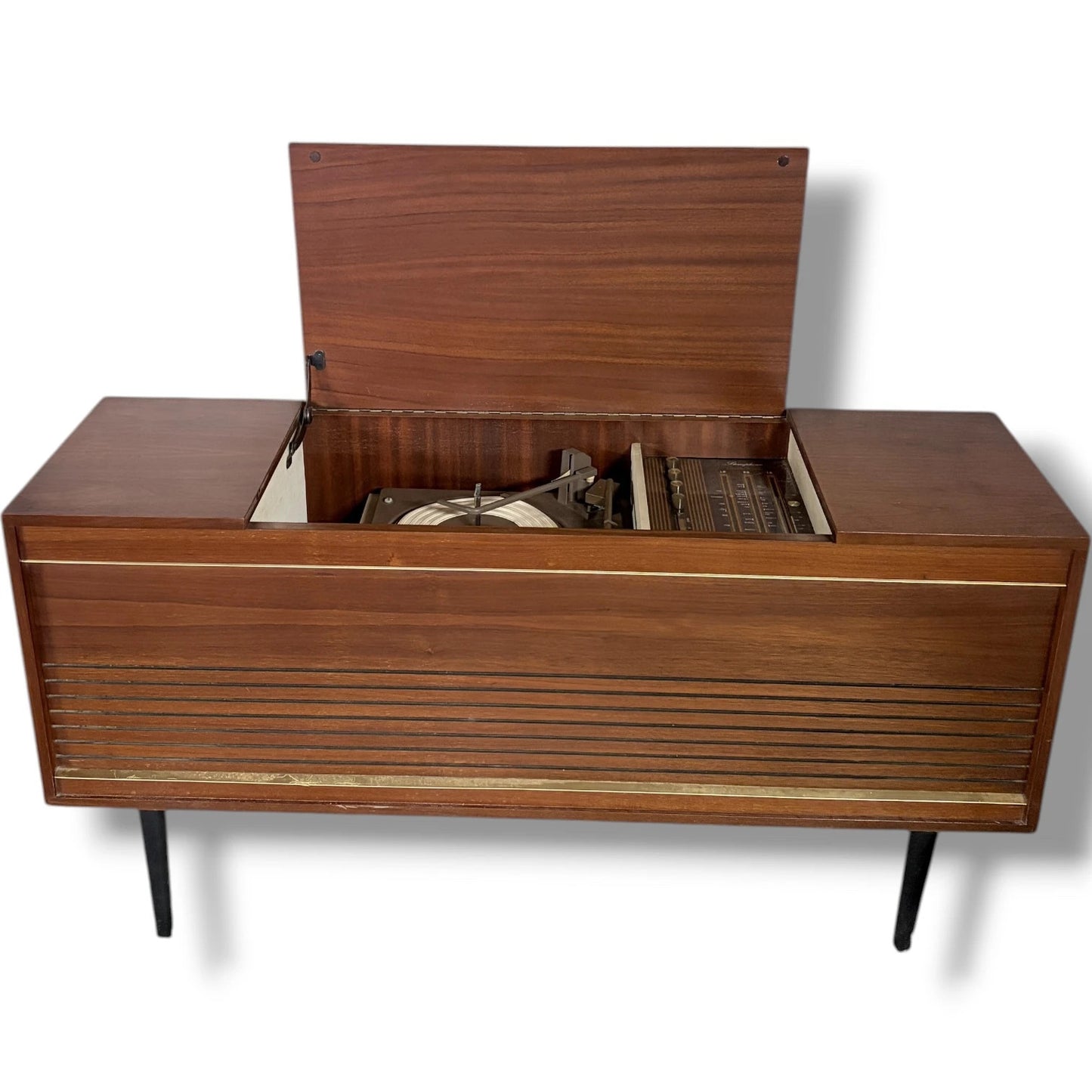 Mid-Century Record Player | Vintage Radiogram with Teak Veneer Cabinet & Integrated Radio