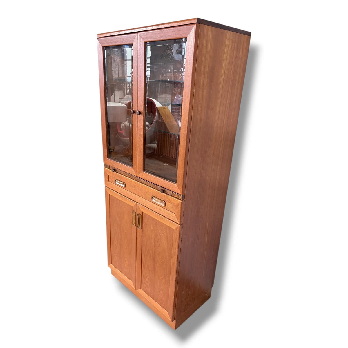 Mid Century Drinks Cabinet – G Plan Teak Display Cabinet With Adjustable Glass Shelves