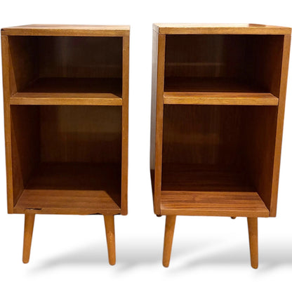 Mid Century Teak Bedside | Compact Nightstands with Open Shelf Storage