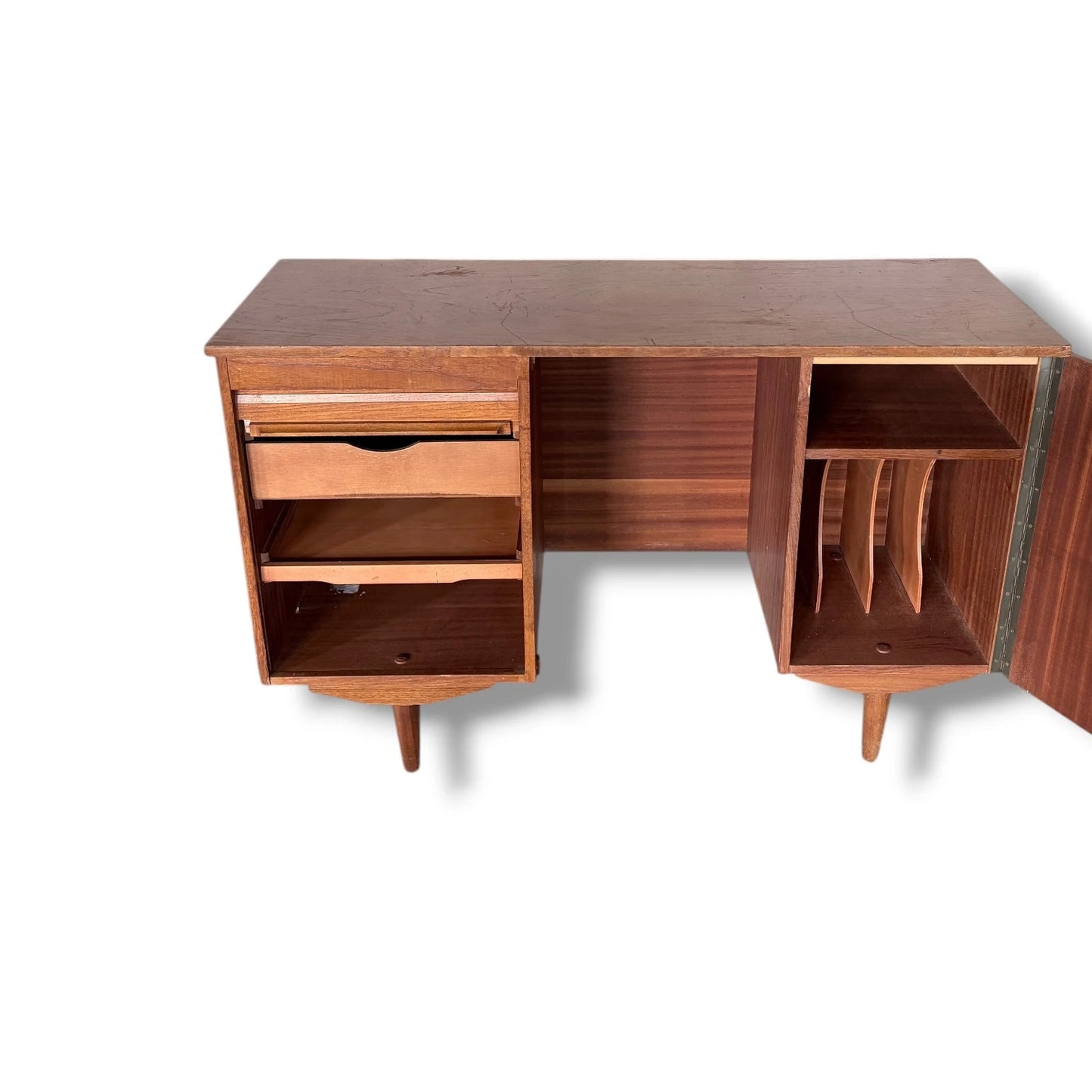Metamorphic Danish Desk – Mid-Century Teak Convertible Cabinet