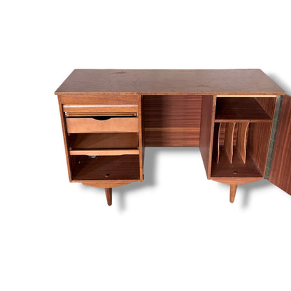 Metamorphic Danish Desk – Mid-Century Teak Convertible Cabinet