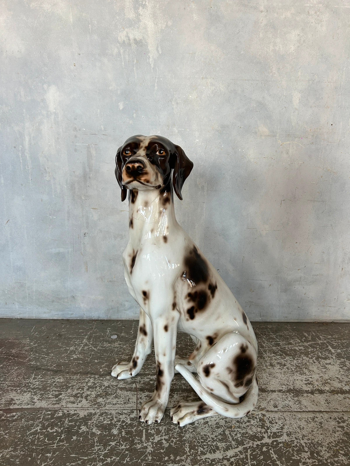 Mid Century Large Italian Pointer Dog Statue – Vintage Ceramic Hunting Dog Figurine