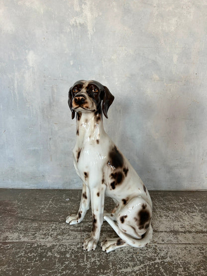 Mid Century Large Italian Pointer Dog Statue – Vintage Ceramic Hunting Dog Figurine