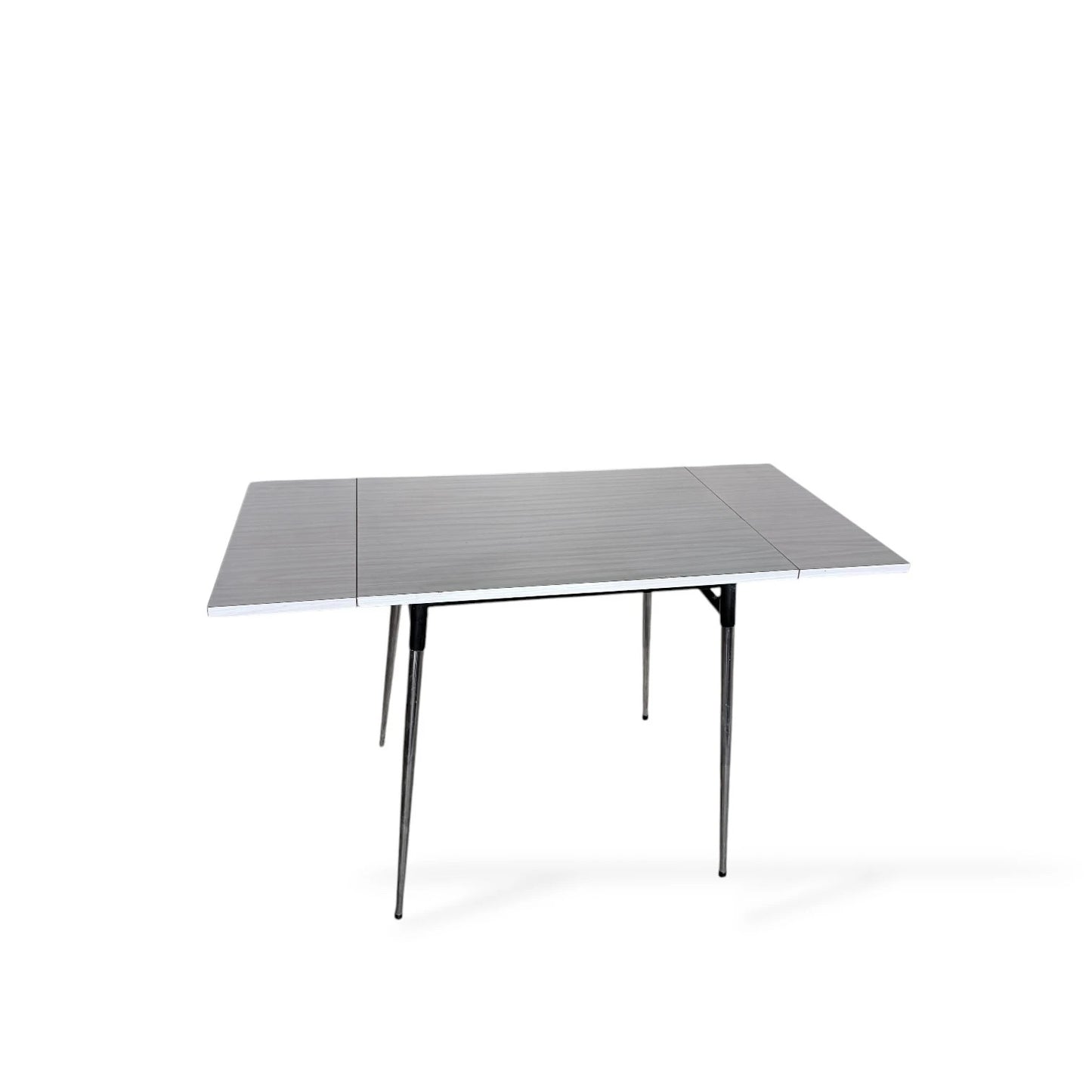 Mid-Century Formica Draw-Leaf Dining Table | Retro Kitchen Table with Chrome Legs