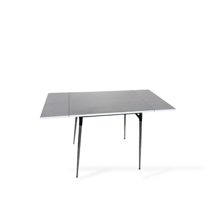Mid-Century Formica Draw-Leaf Dining Table | Retro Kitchen Table with Chrome Legs