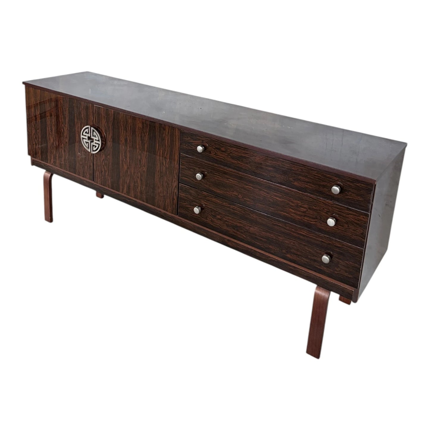 Vintage Sideboard | Mid Century Rosewood Effect Cabinet With Raised Legs