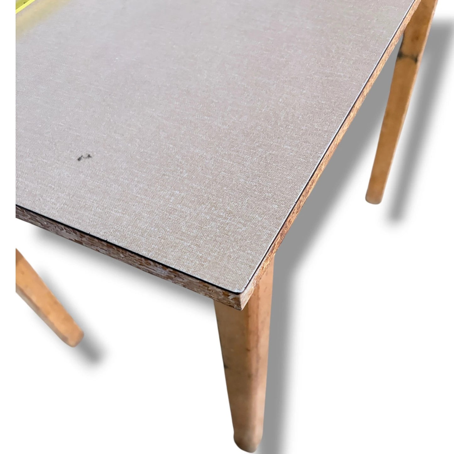 Mid Century Dining Table - Vintage Taupe Formica Top | Solid Wooden Legs