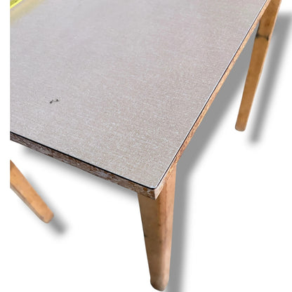 Mid Century Dining Table - Vintage Taupe Formica Top | Solid Wooden Legs