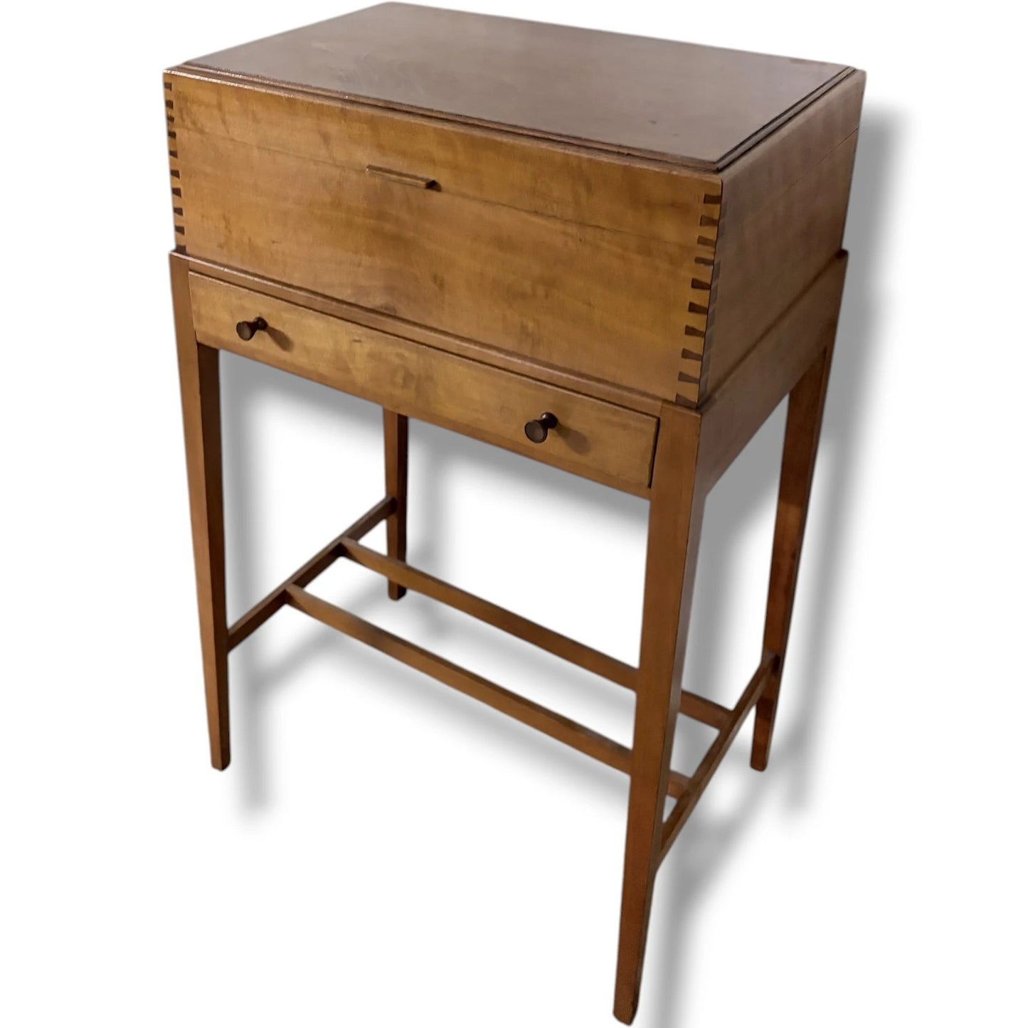 Mid Century Storage Table - Lift Top Utility Side Table with Drawer