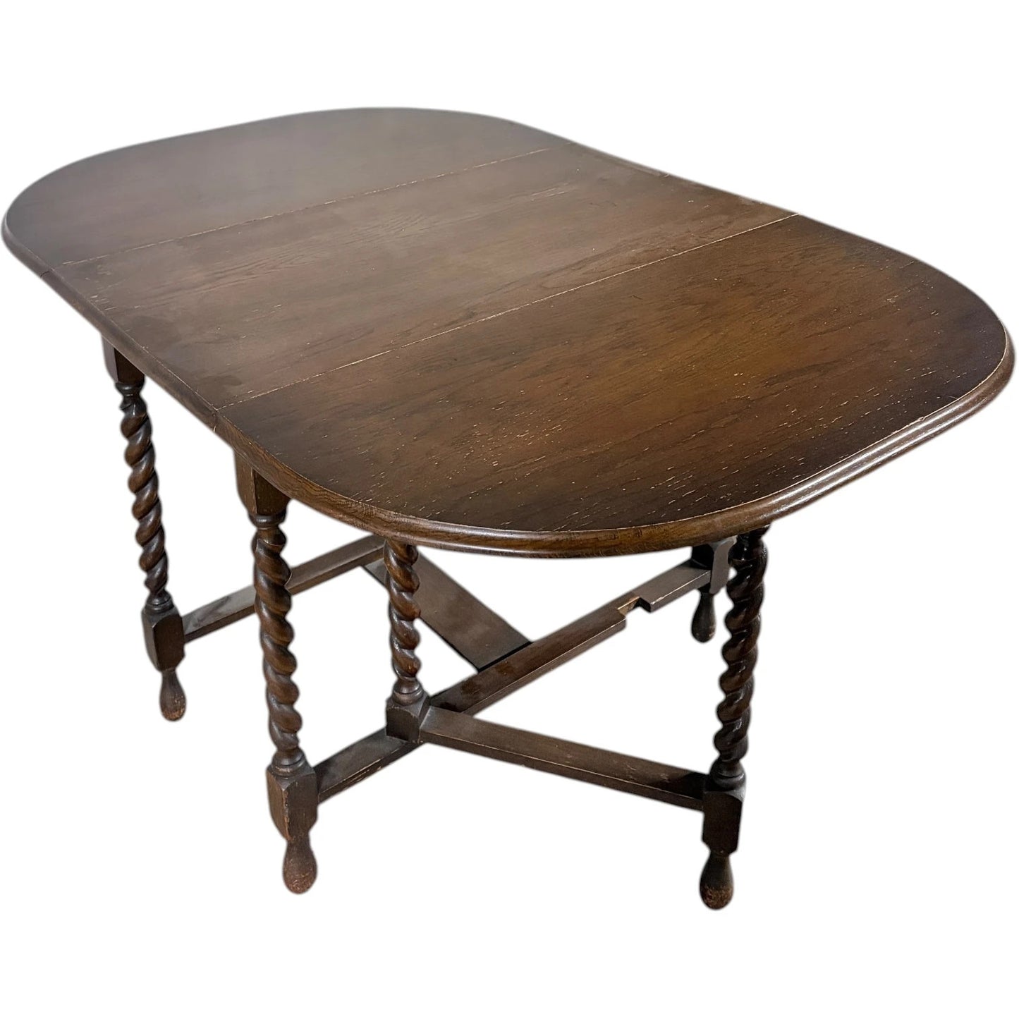 Oak Drop Leaf Table – Vintage Dining Table with Barley Twist Legs & Folding Design
