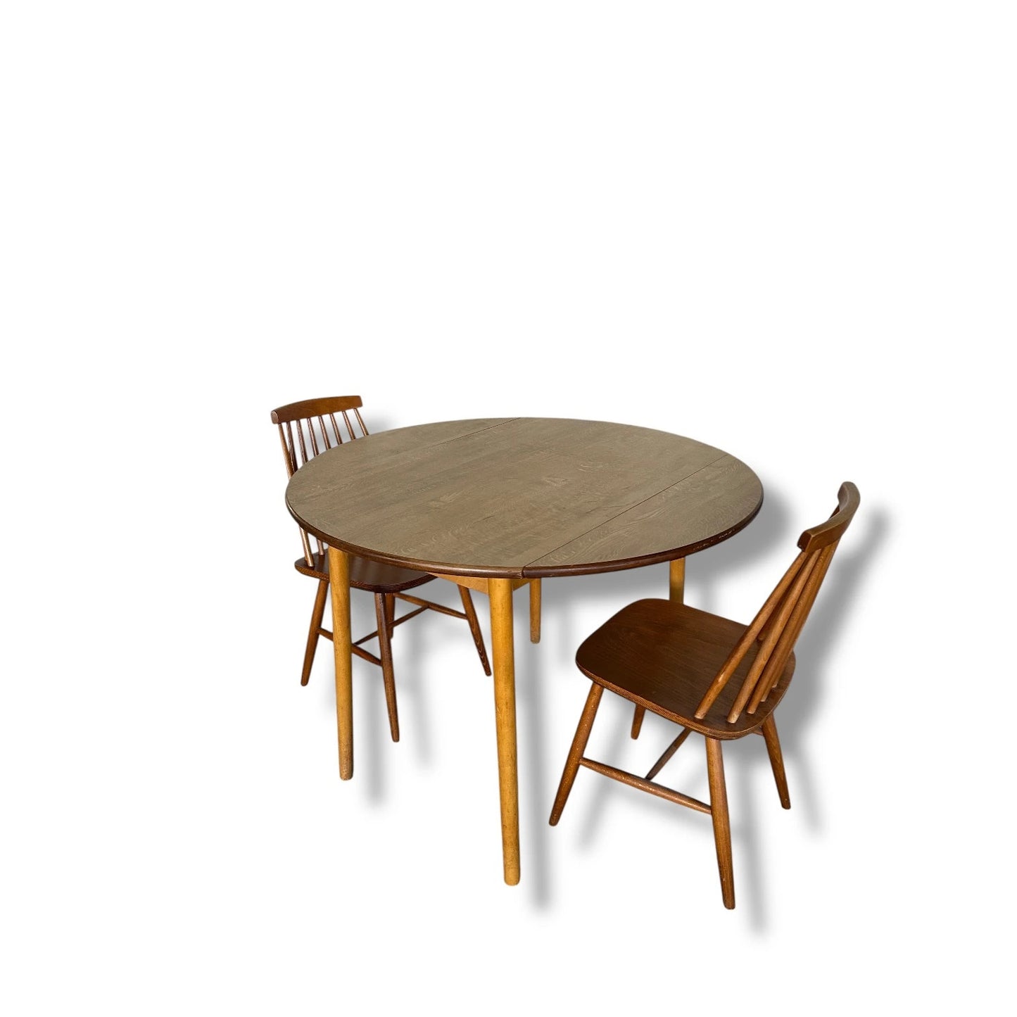 Vintage Drop Leaf Dining Table with Stickback Chairs – Space Saving Kitchen Set