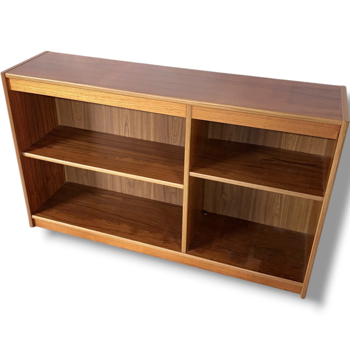 Mid Century Teak Bookcase - Danish Low Shelving Unit With Open Storage