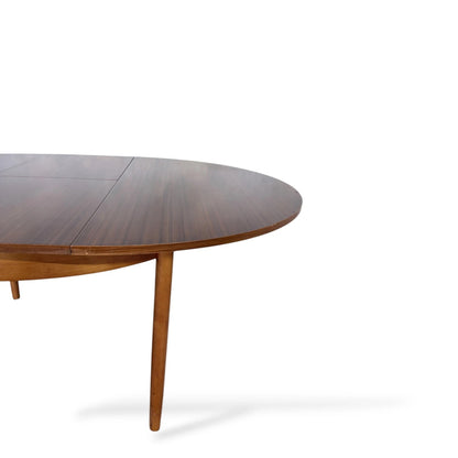 Mid-Century Teak Formica Extending Dining Table – Round to Oval