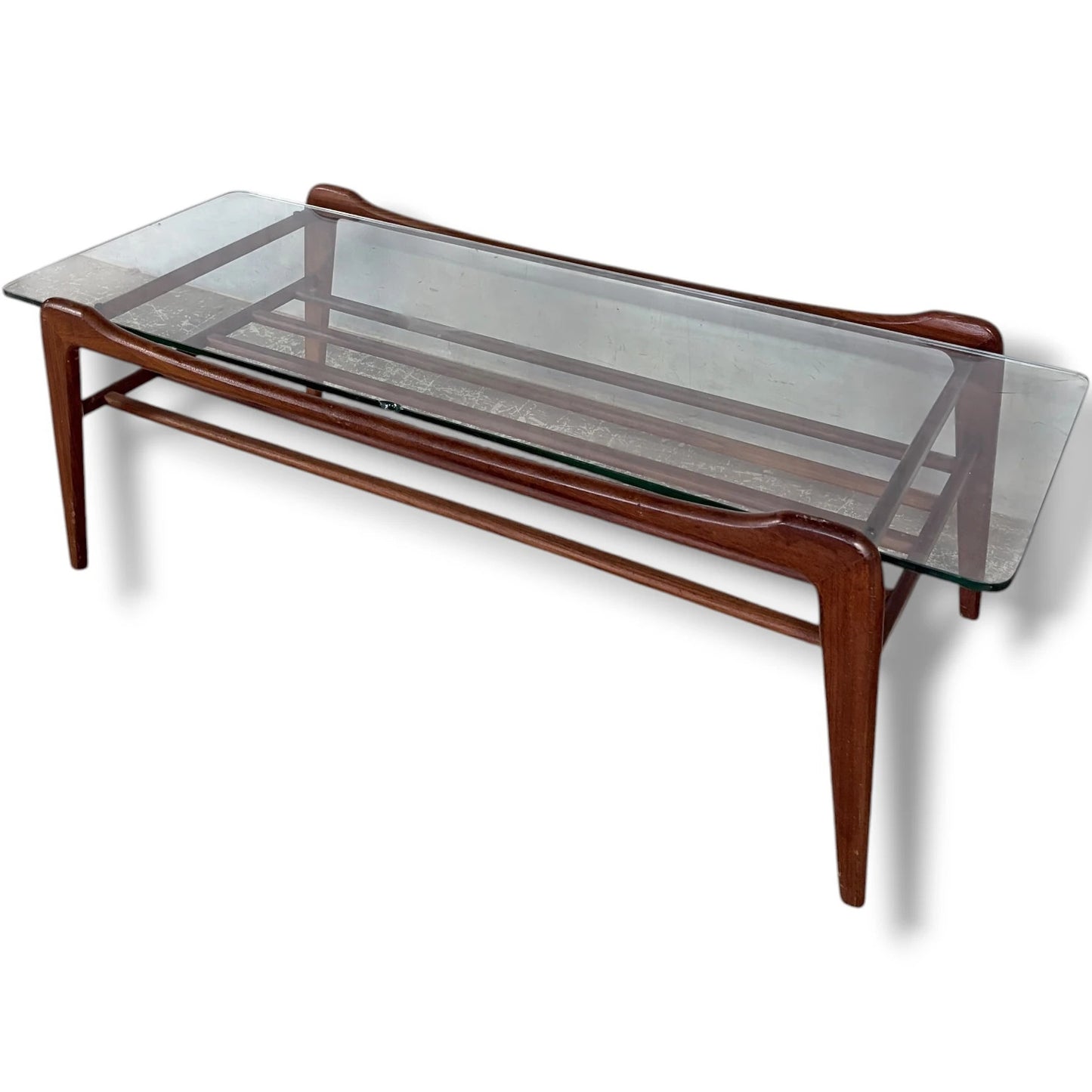 Mid Century Coffee Table – G Plan Vintage Glass Top Table with Teak Frame