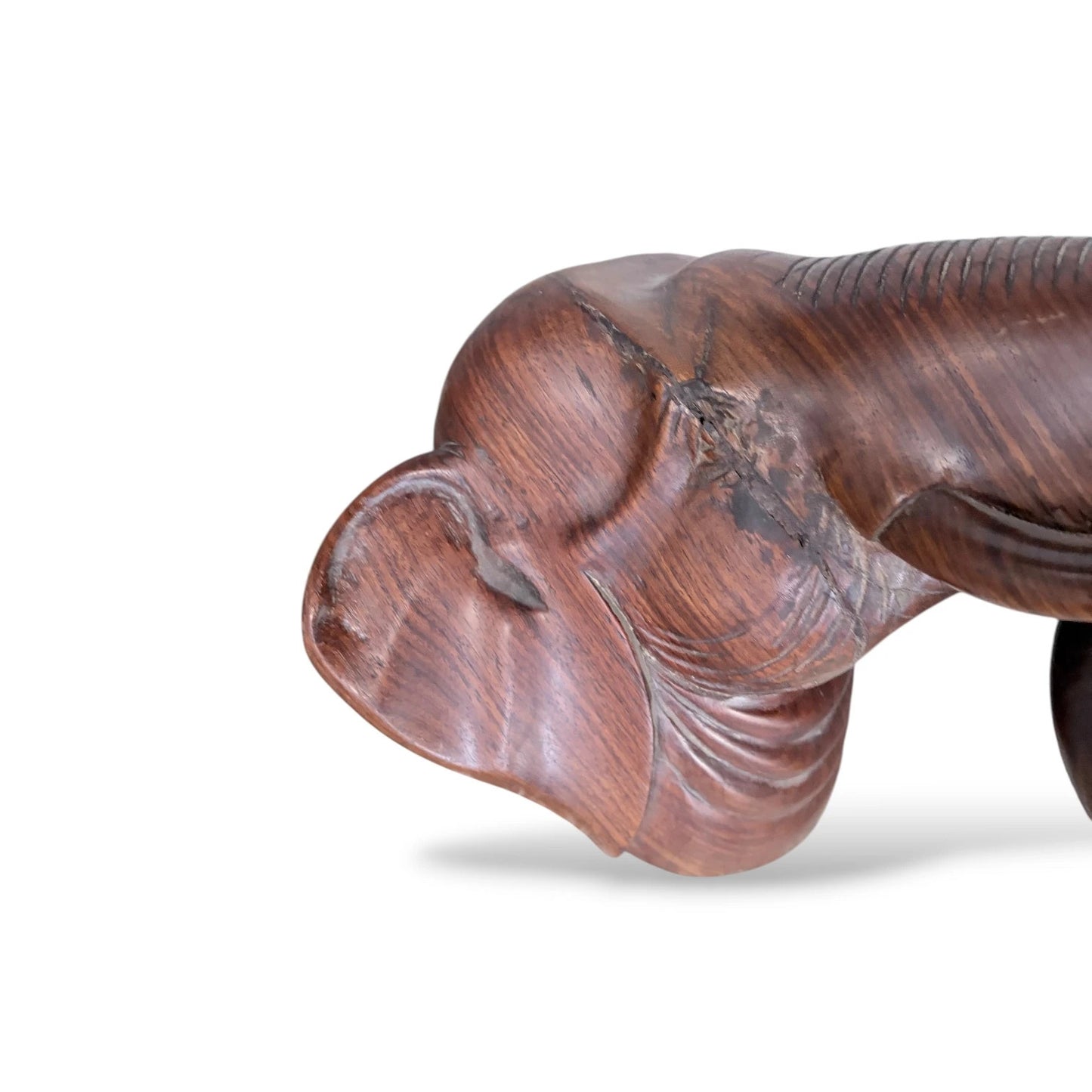 Vintage Hand-Carved Elephant Wall Sculpture – Ebonised Hardwood