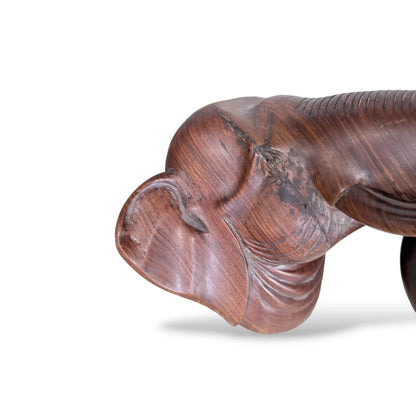Vintage Hand-Carved Elephant Wall Sculpture – Ebonised Hardwood