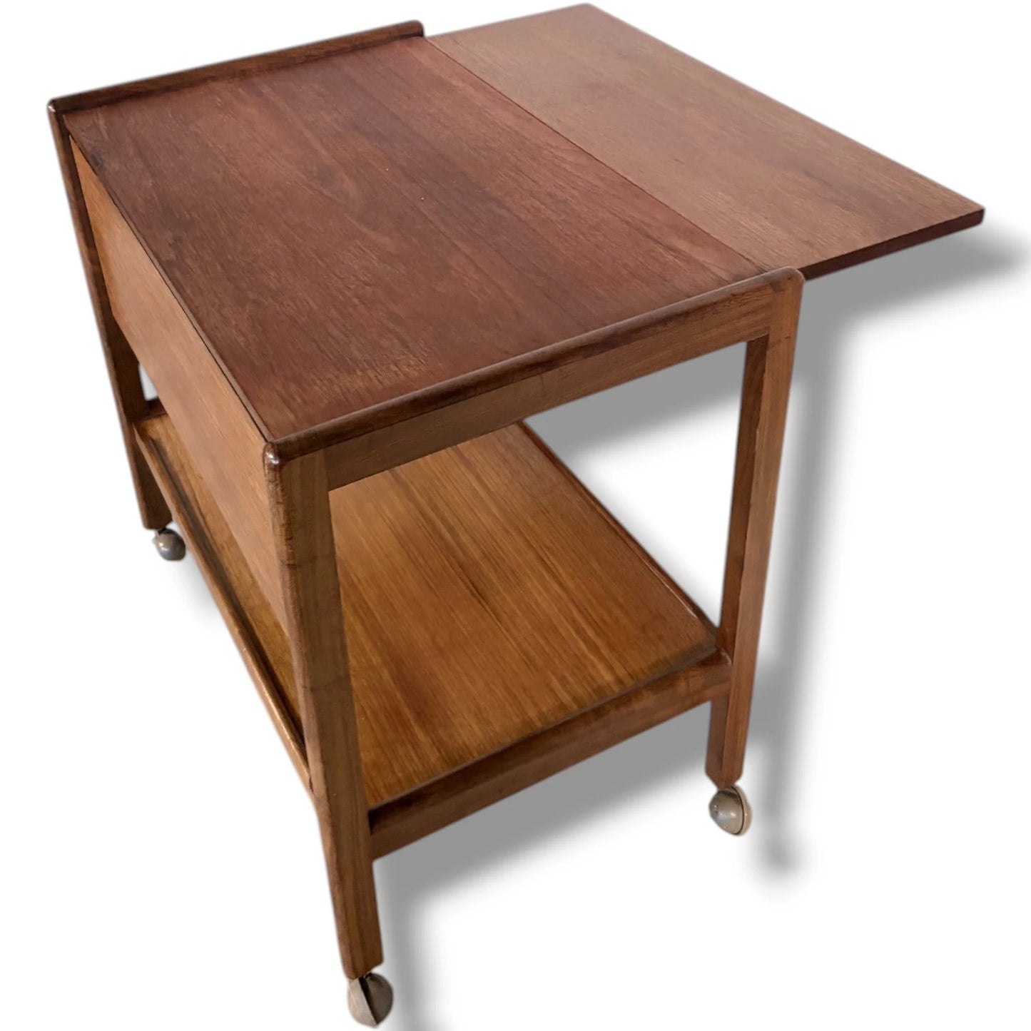 Danish Teak Trolley - Mid Century Extending Cart With Smooth Rolling Castors