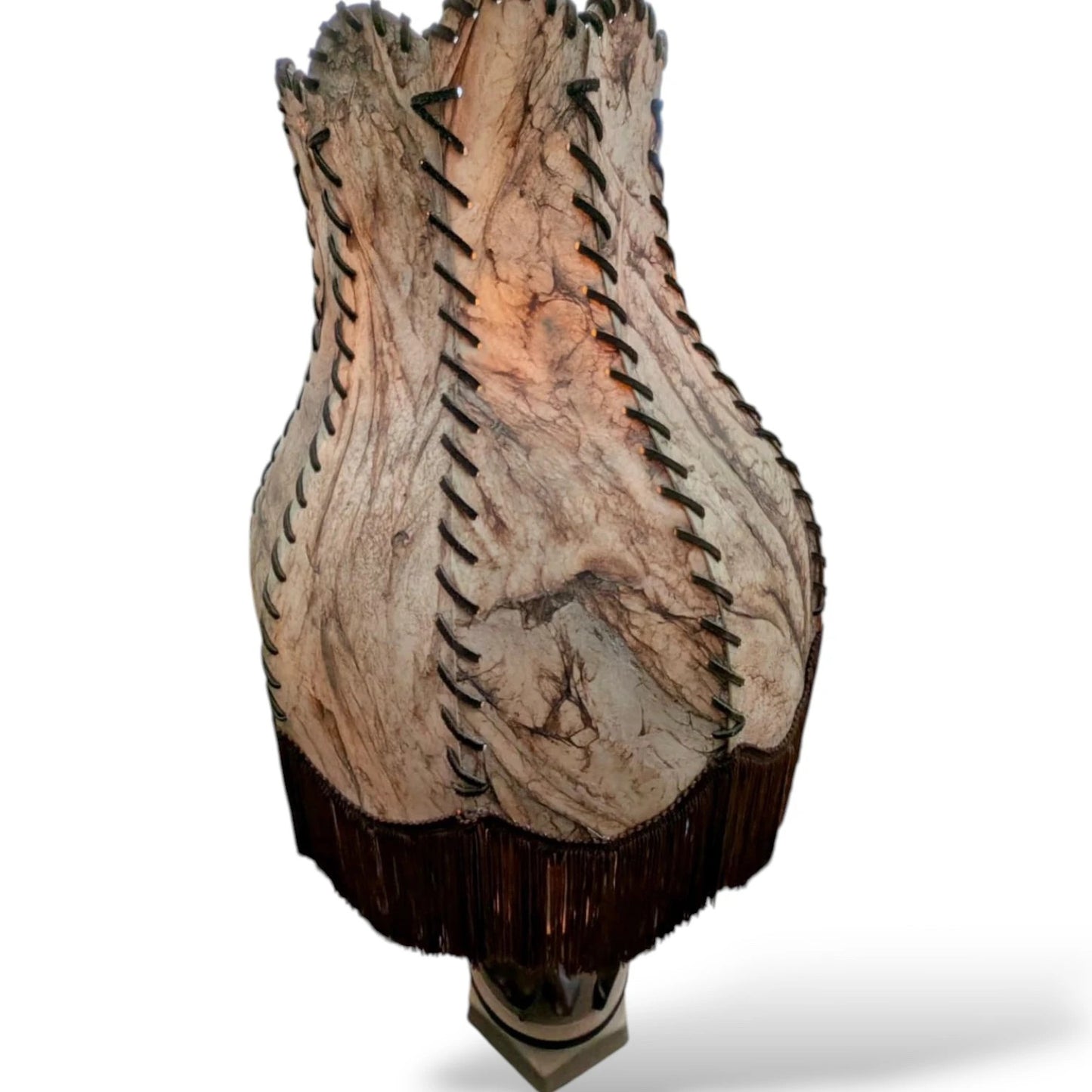 Mid-Century Ceramic Bull Lamp with Hide Shade – 1950s / 60s Western Modernist Design