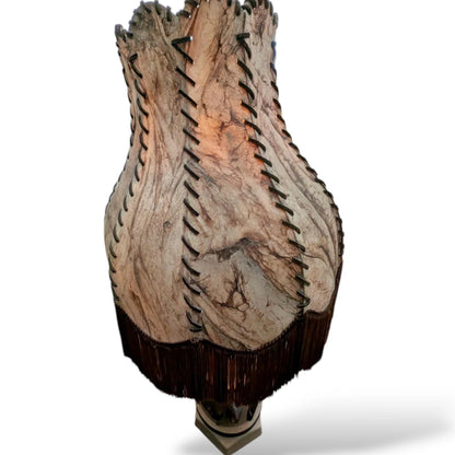 Mid-Century Ceramic Bull Lamp with Hide Shade – 1950s / 60s Western Modernist Design