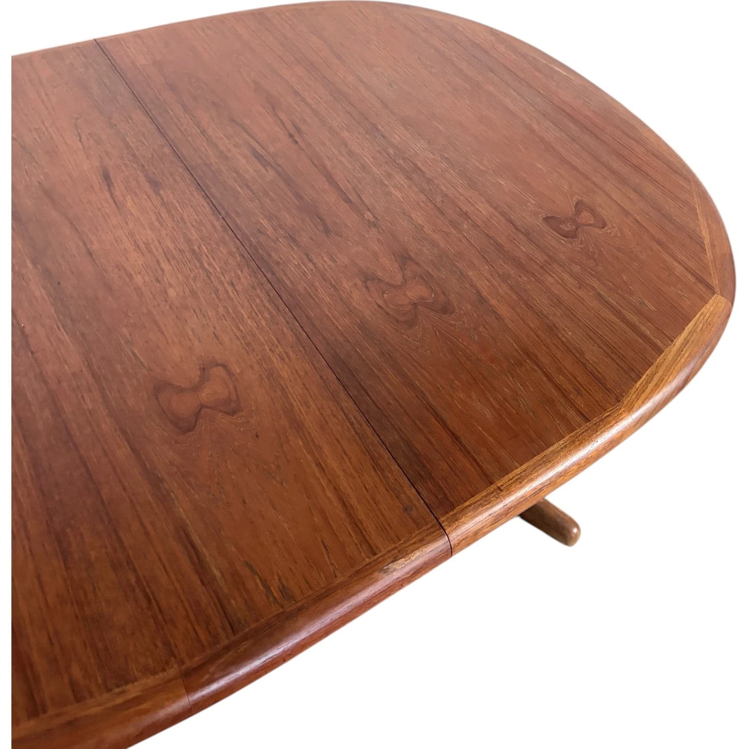 Mid Century Dining Table – Danish Teak Oval Extending Table with Double Leaves — view 8