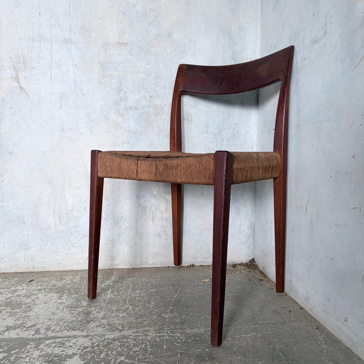 Poul Cadovius “Pia” Danish Teak Dining Chair with Rush Seat