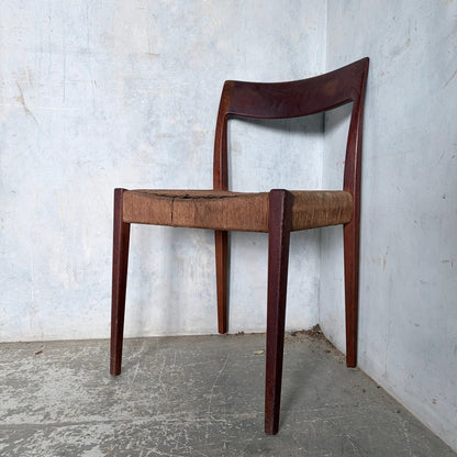 Poul Cadovius “Pia” Danish Teak Dining Chair with Rush Seat
