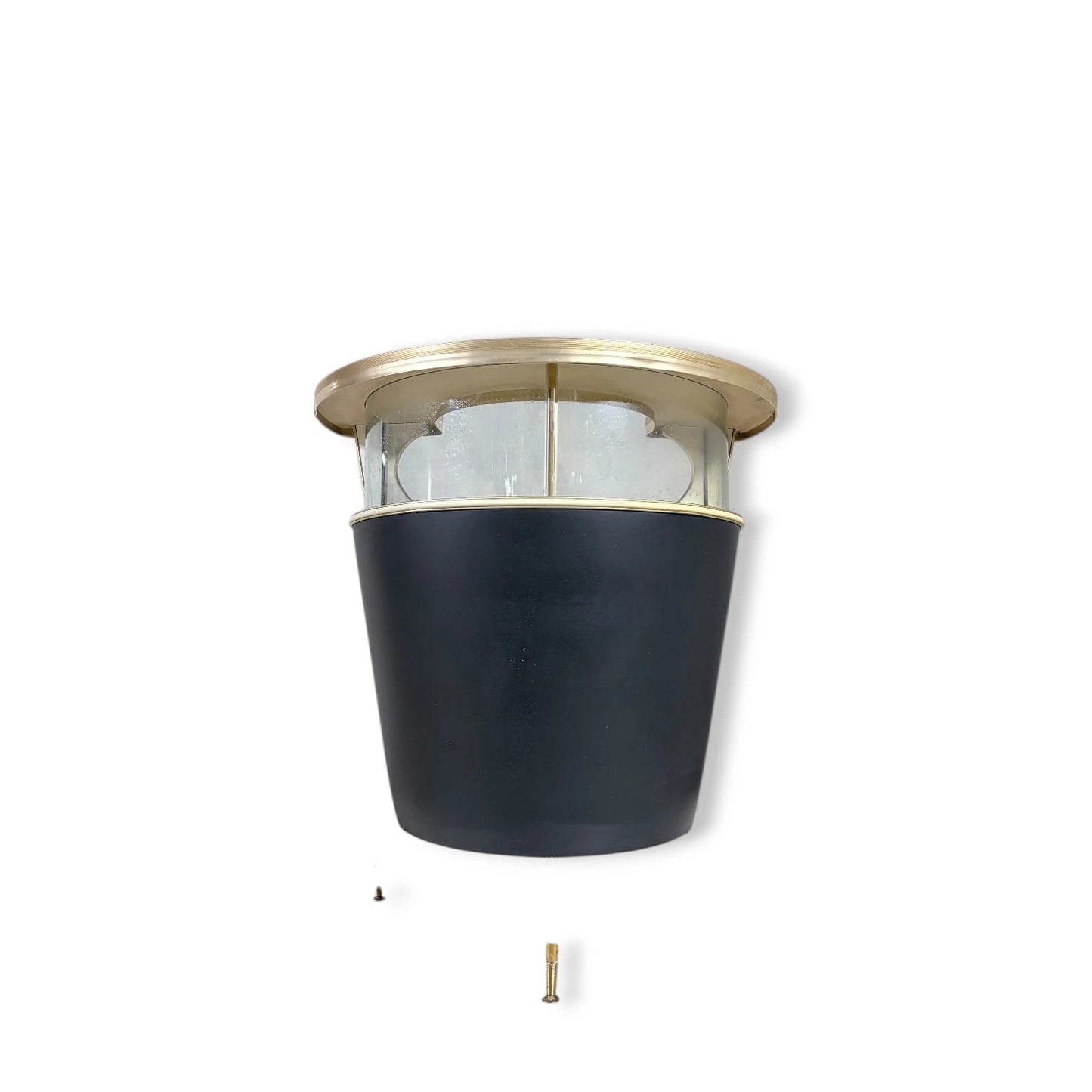 Mid-Century Drinks Bar – Space Age Black Brass Bar with Glass Panels & Formica — view 8